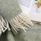 Sage Herringbone Shetland Wool Blanket Throw 02