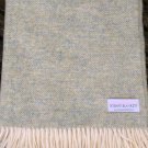 Sage Herringbone Shetland Wool Blanket Throw 05