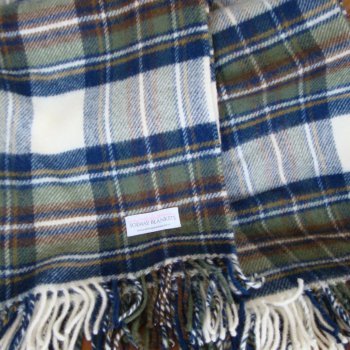 Muted Blue Stewart Tartan Blanket