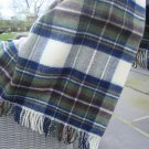 Muted Blue Stewart Tartan Pure New Wool Rug Blanket 02