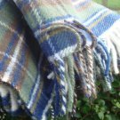 Muted Blue Stewart Tartan Pure New Wool Rug Blanket 04