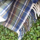 Muted Blue Stewart Tartan Pure New Wool Rug Blanket 05