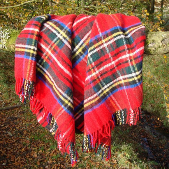 Royal Stewart Tartan Pure New Wool Rug Blanket 01