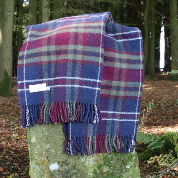 Morello Cherry Tartan Pure New Wool Blanket 01