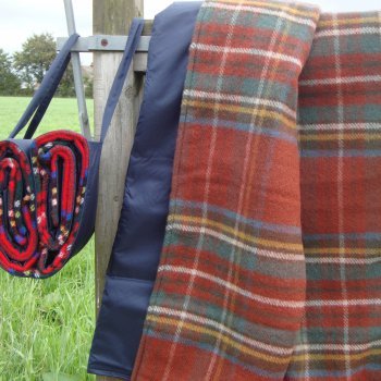 Antique Royal Stewart Pure New Wool Waterproof Picnic Blanket