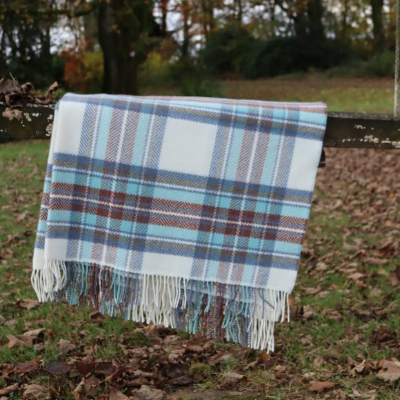 Murrayfield Cashmere Merino Aqua Plaid Throw 01