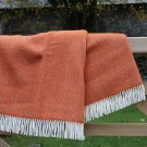 Pumpkin Orange Fishbone Pure New Wool Knee Rug 04