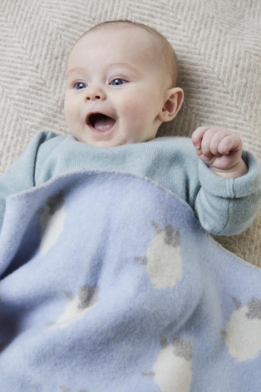 Sheep Blue Baby Blanket Solway Blankets