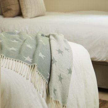 Star Sea Green Merino Wool Baby Blanket