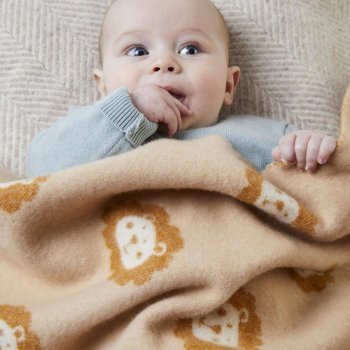 Lion Caramel Merino Wool Baby Blanket
