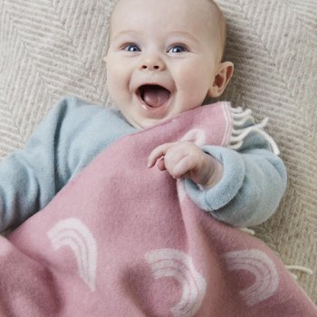 Rainbow Pink Merino Wool Baby Blanket