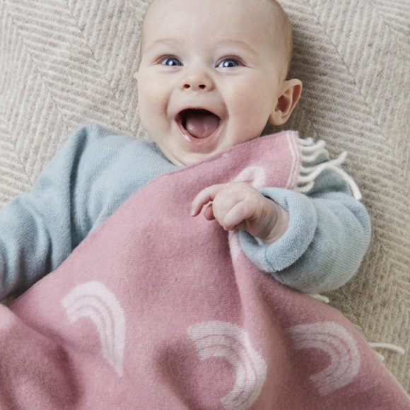 Baby Merino Blanket Pink Rainbow Lifestyle1