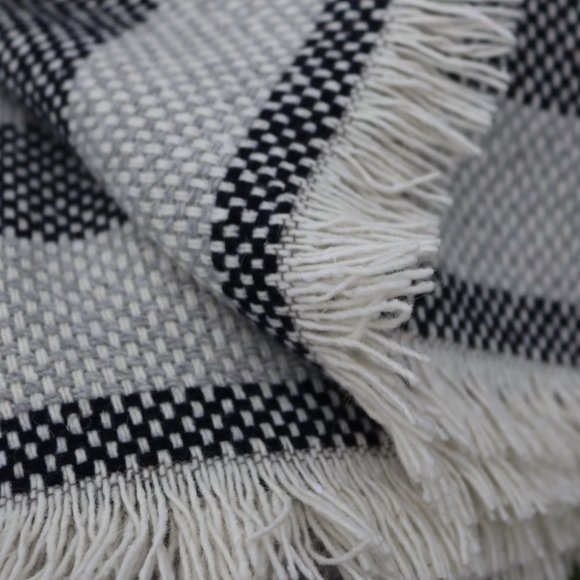 Crosshatch Navy Silver Recycled Rug Blanket 01