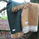 Emerald Mustard Herringbone Pure New Wool Blanket Throw 06