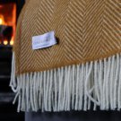 Mustard Fishbone Pure New Wool Blanket Throw 04