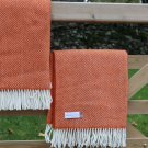 Pumpkin Orange Fishbone Pure New Wool Blanket Throw 02