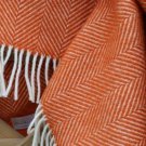 Pumpkin Orange Fishbone Pure New Wool Blanket Throw 05