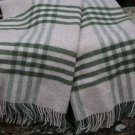 Hex Olive Green Check Pure New Wool Extra Large Blanket 05