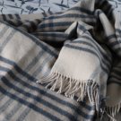 Hex Slate Blue Check Pure New Wool Extra Large Blanket 05